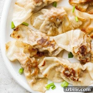 Authentic Thai Green Papaya Salad (Som Tum) Recipe 2 Pork dumplings presented on a white plate with green onions.