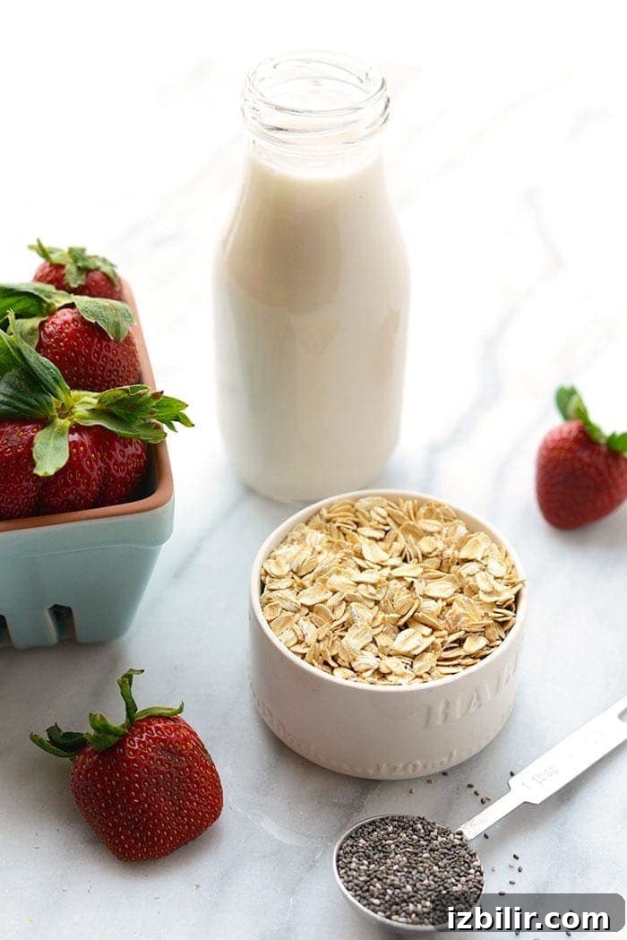 Ingredients for strawberries and cream oatmeal oatmeal ingredients