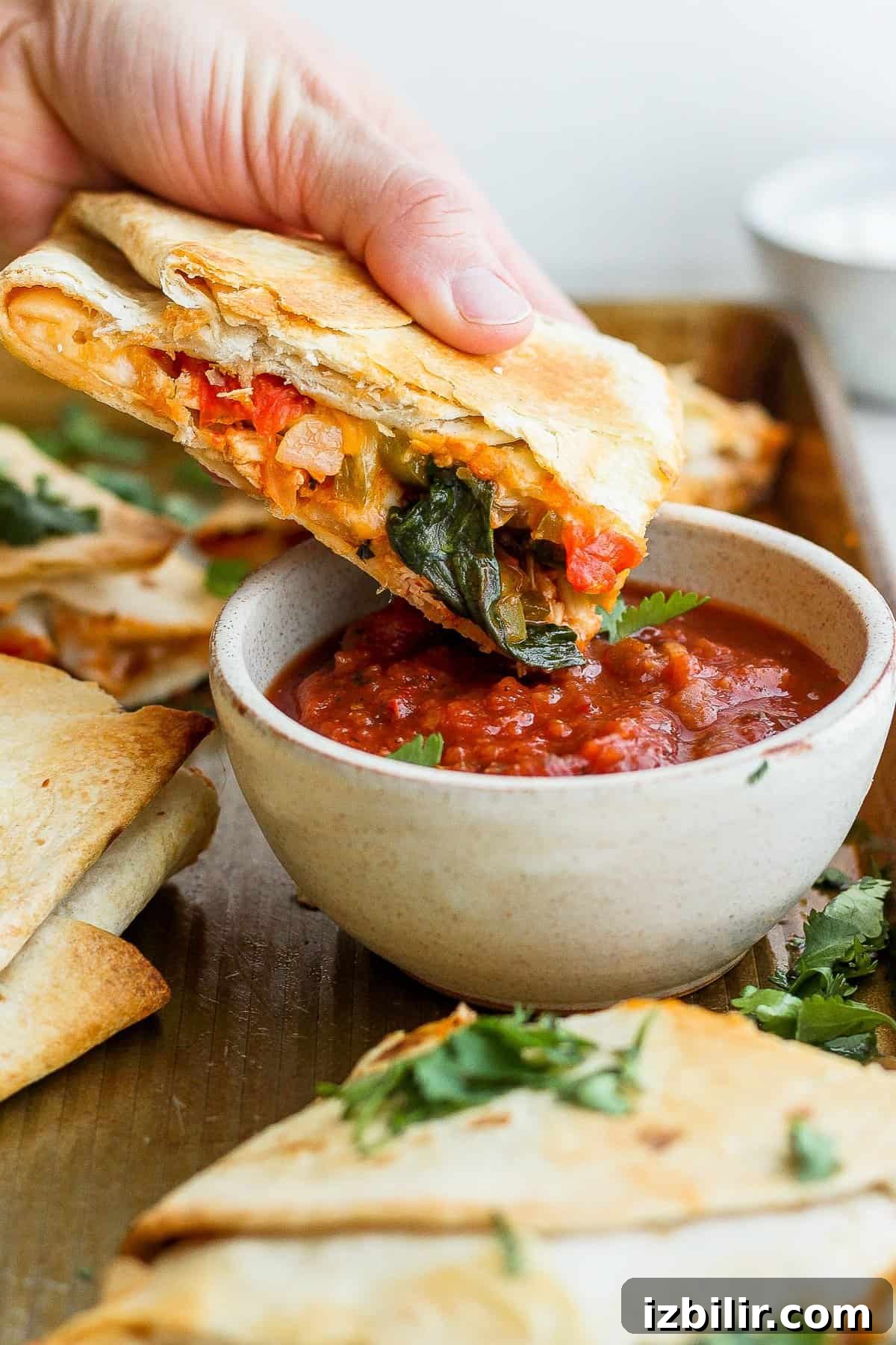 Dip your sheet pan quesadillas into your favorite salsa.