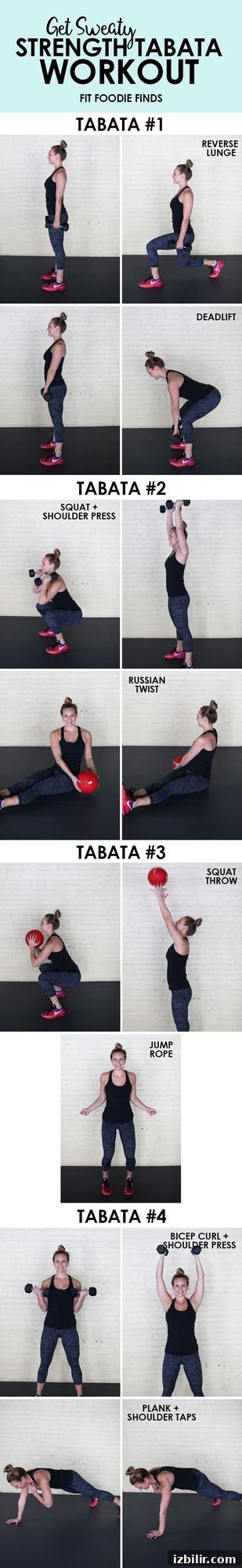 Tabata Strength Workout That Makes You Sweat 3 Get sweaty with this full-body strength tabata workout by mixing strength exercises with plyometrics!