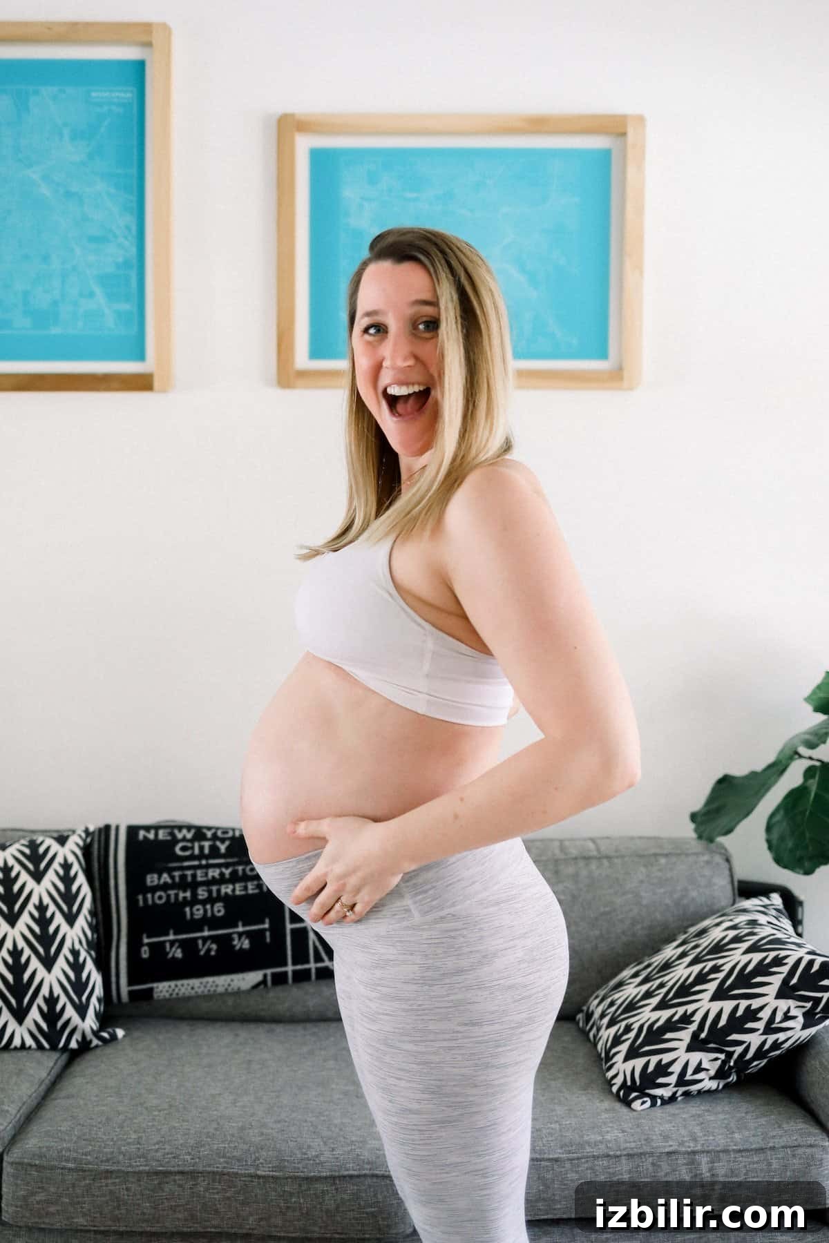 We're sharing our go-to lululemon maternity products for pregnancy and postpartum, including tops, bottoms, and, of course, bras! Pregnant woman wearing lululemon gear.