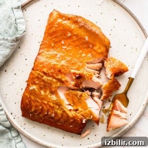 Maple mustard smoked salmon on a plate