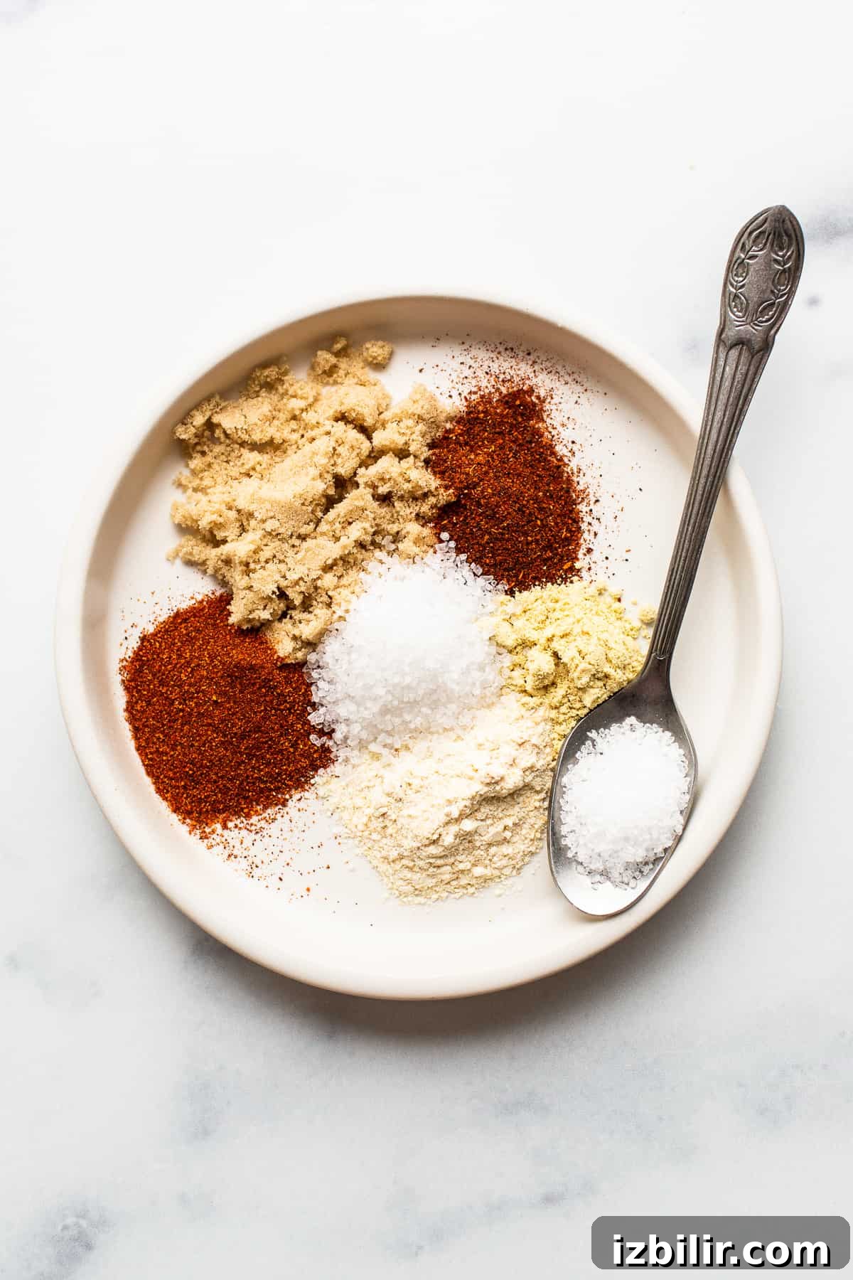 Spices arranged on a plate
