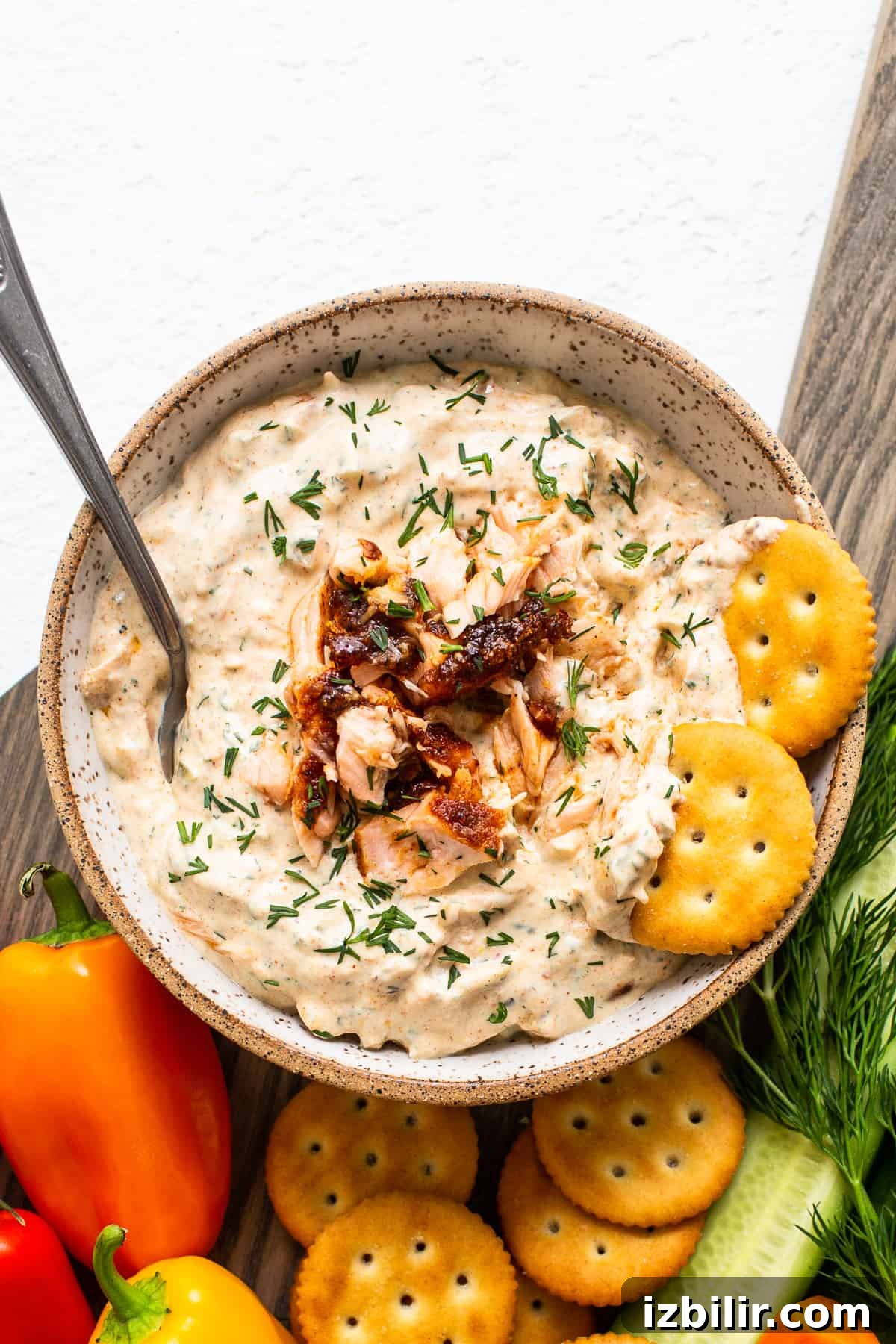 Smoked salmon dip in a bowl.