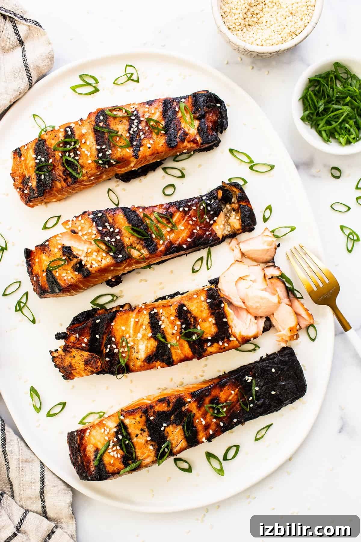cooked salmon on plate.