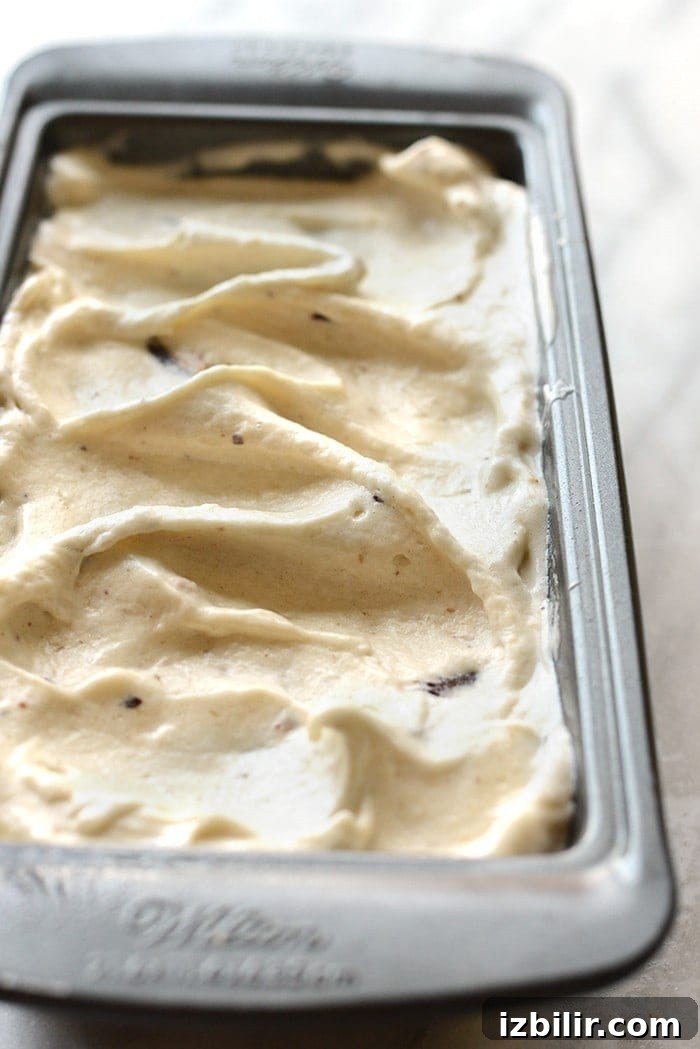 Vegan Peanut Butter Cup Banana Nice Cream Recipe 3 Close-up of banana nice cream with peanut butter swirls