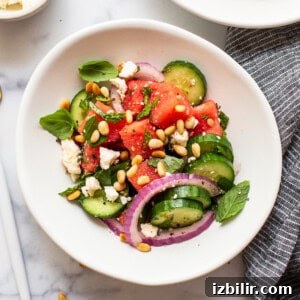 Bowl of watermelon feta salad
