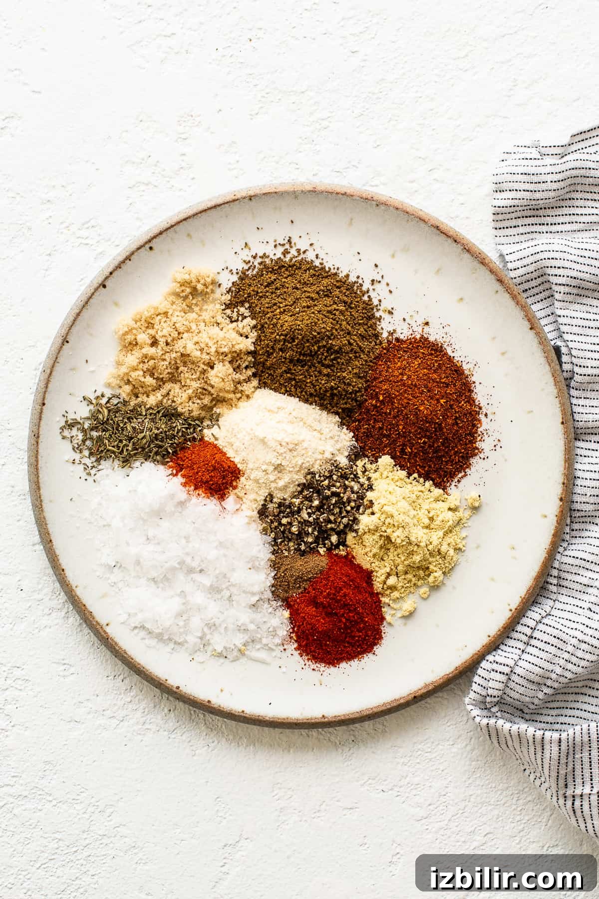 spices on a plate with towel.