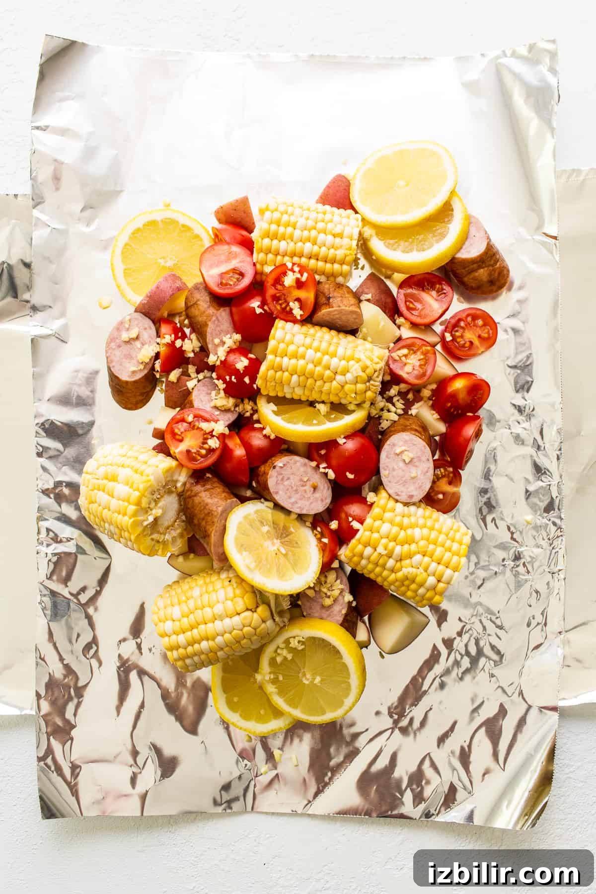Raw ingredients in foil.