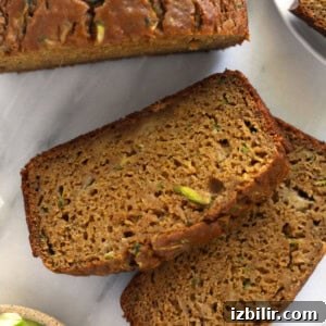 Zucchini bread slices on a plate.