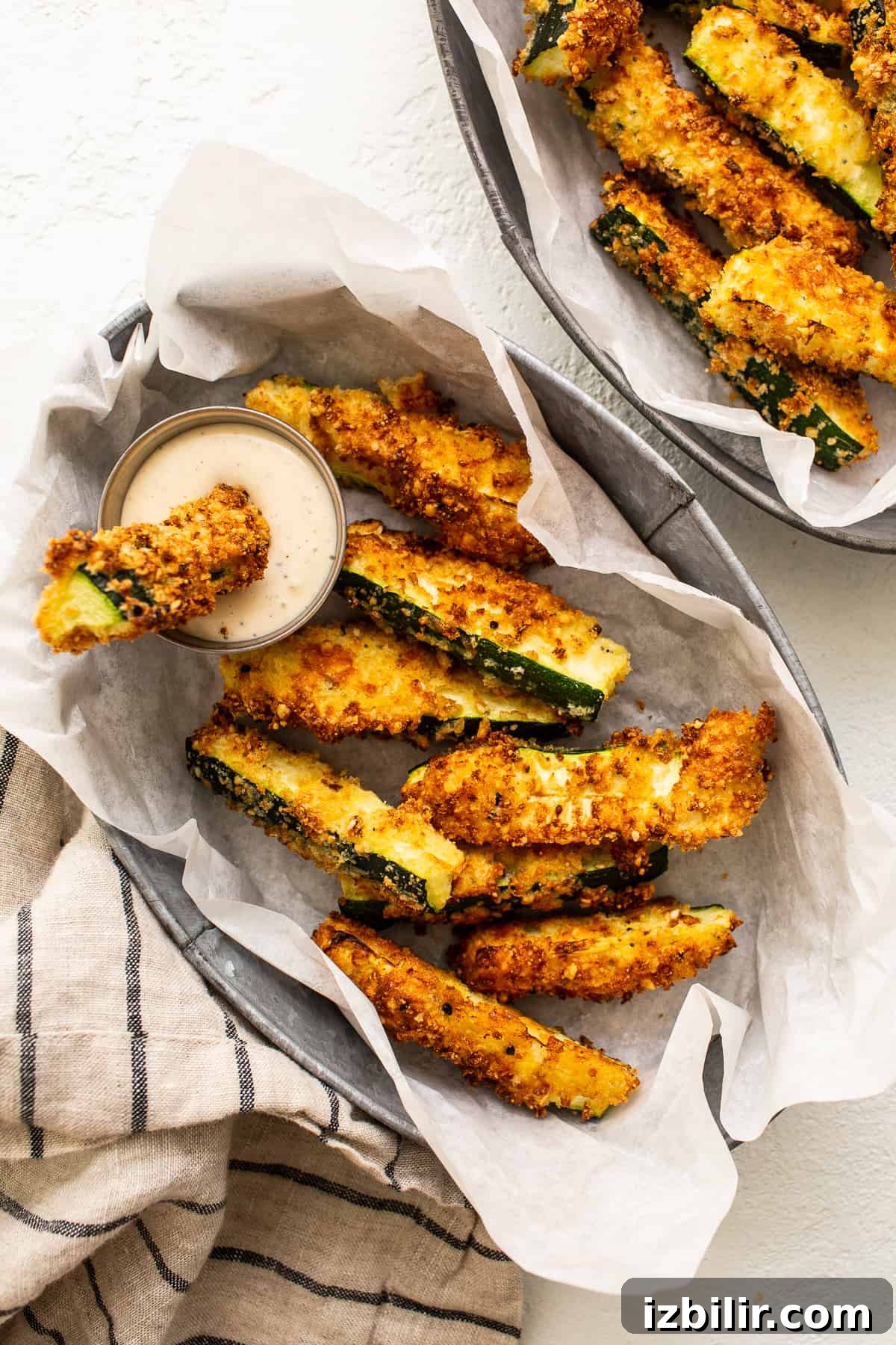 zucchini fries in basket.