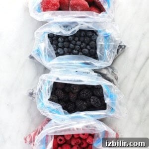 3 bags of frozen berries.
