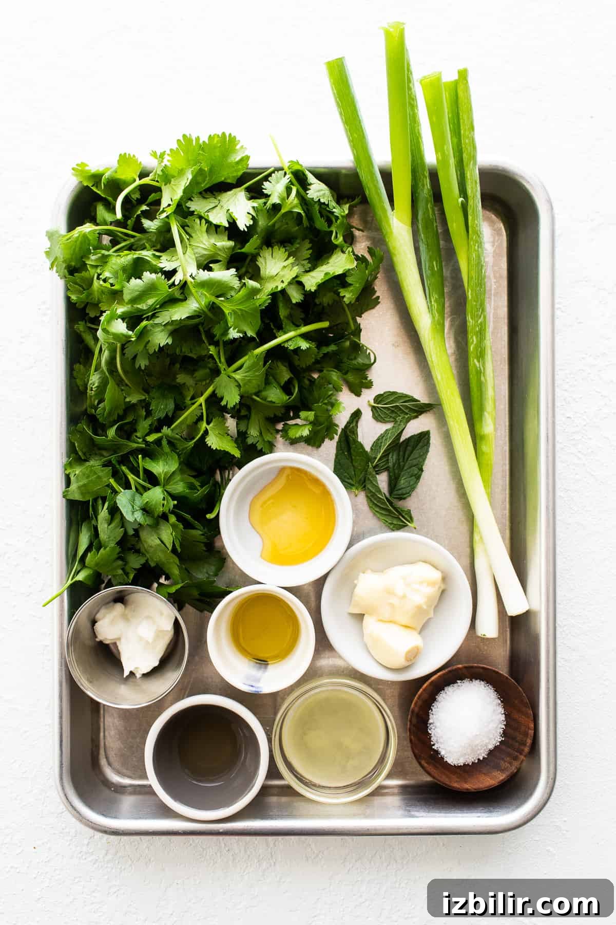 ingredients on baking sheet.