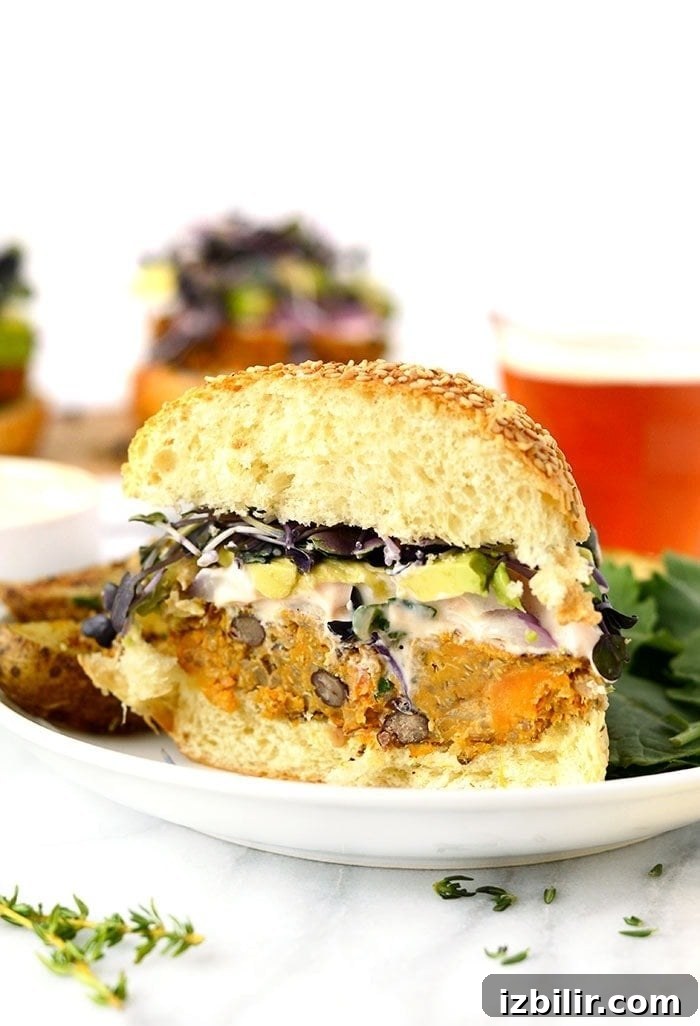 Quinoa sweet potato burger on a plate