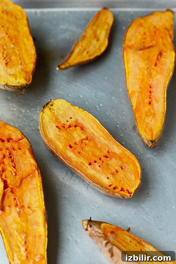 Roasted sweet potatoes for mash
