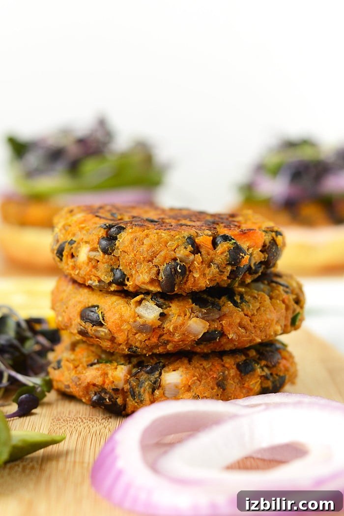 Stack of sweet potato burgers