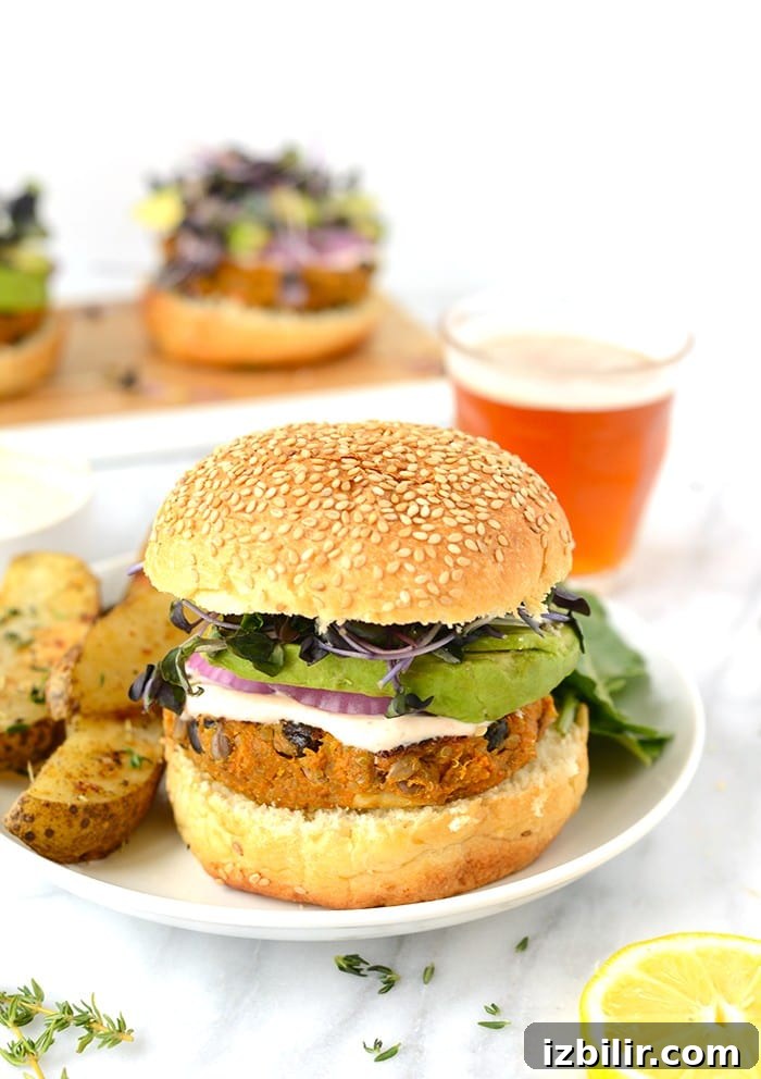 Sweet potato burger on a plate