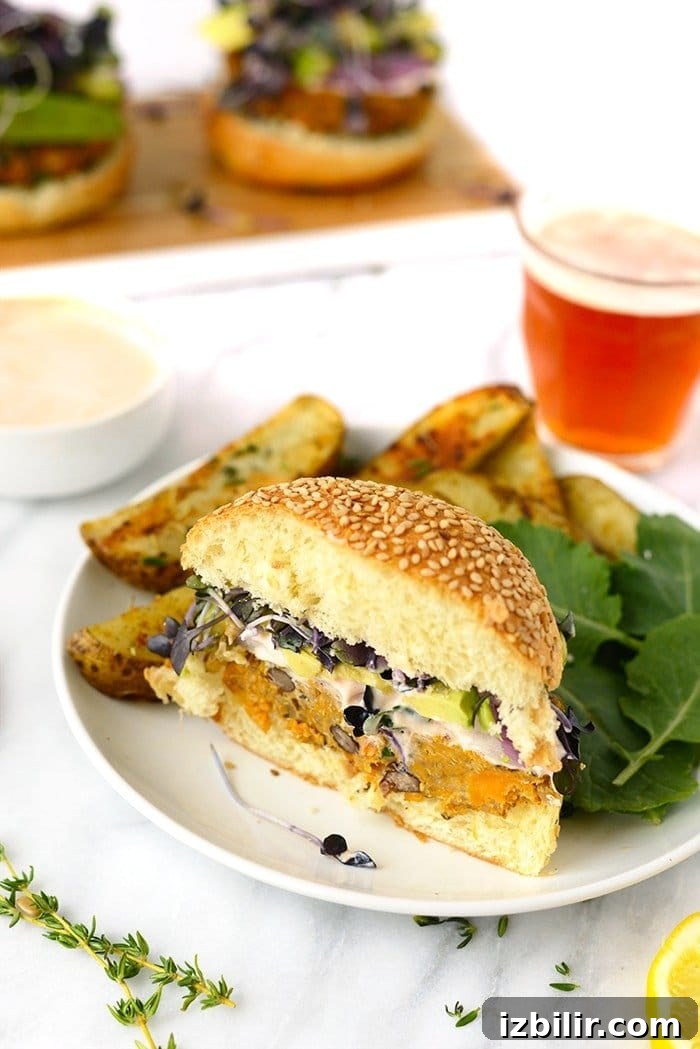 Half burger on a plate