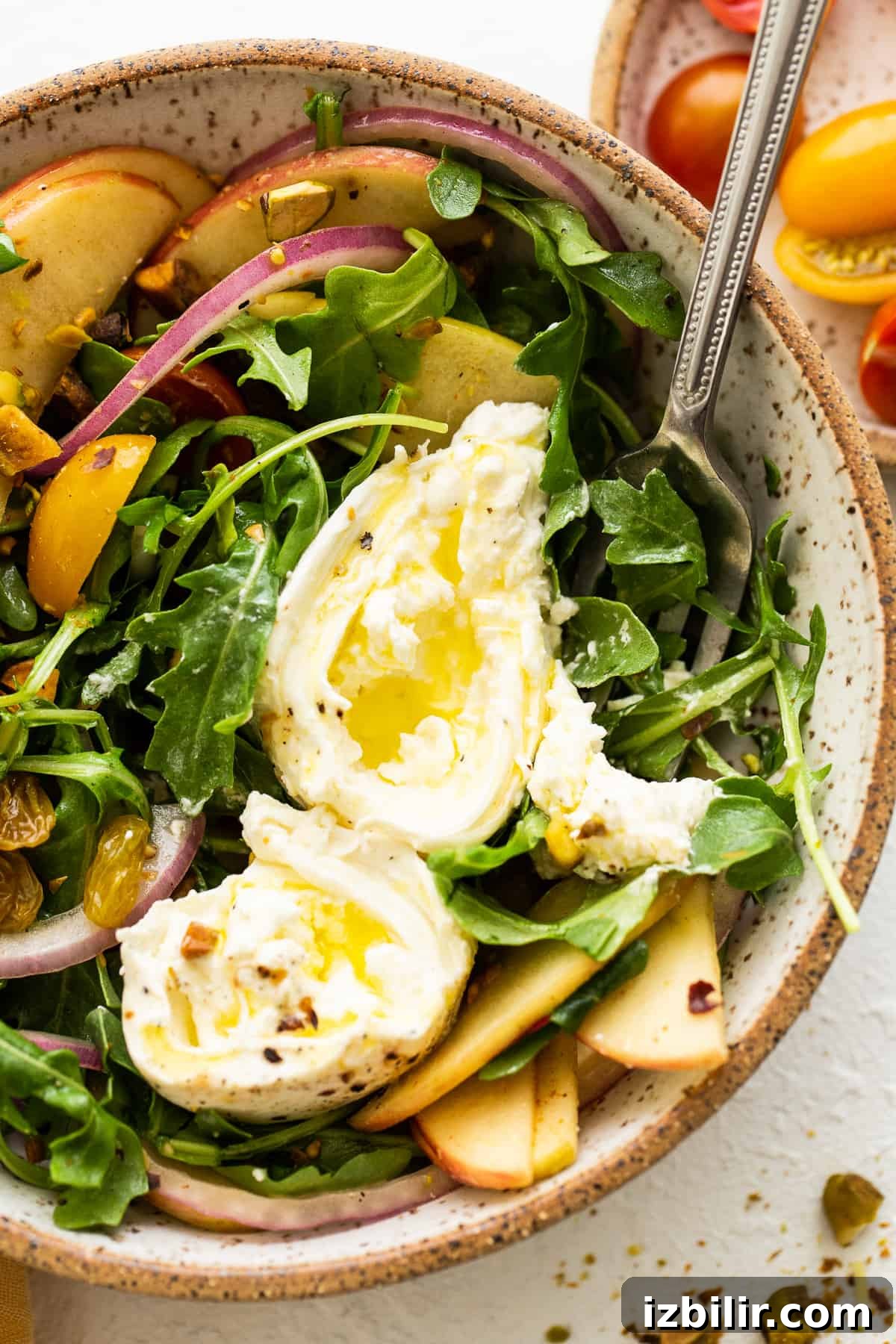 Burrata salad in a bowl. 