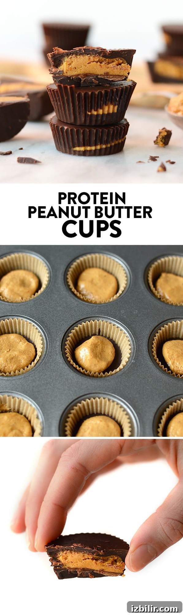 High Protein Peanut Butter Cups Recipe 3 Protein peanut butter cups stacked.
