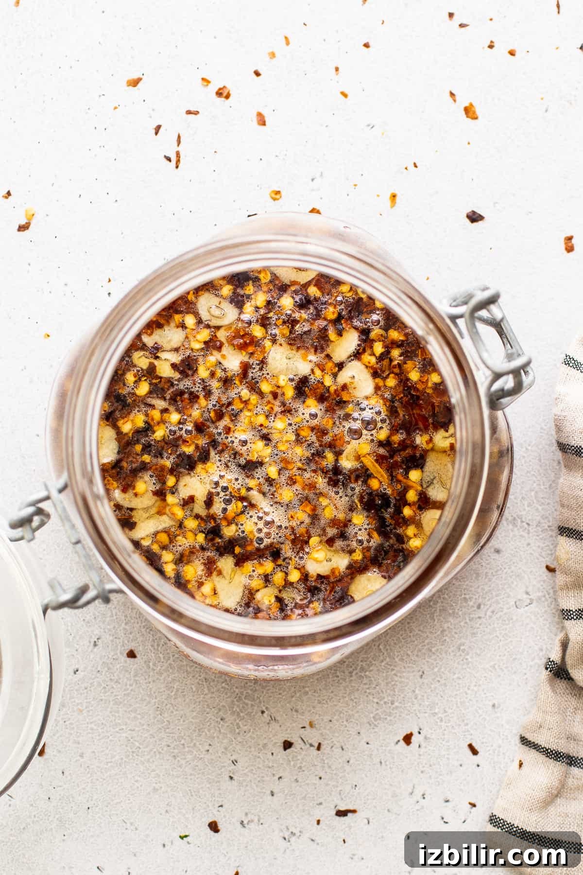 Jar of hot honey Hot honey in a jar.