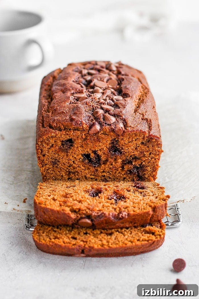sliced pumpkin bread loaf.