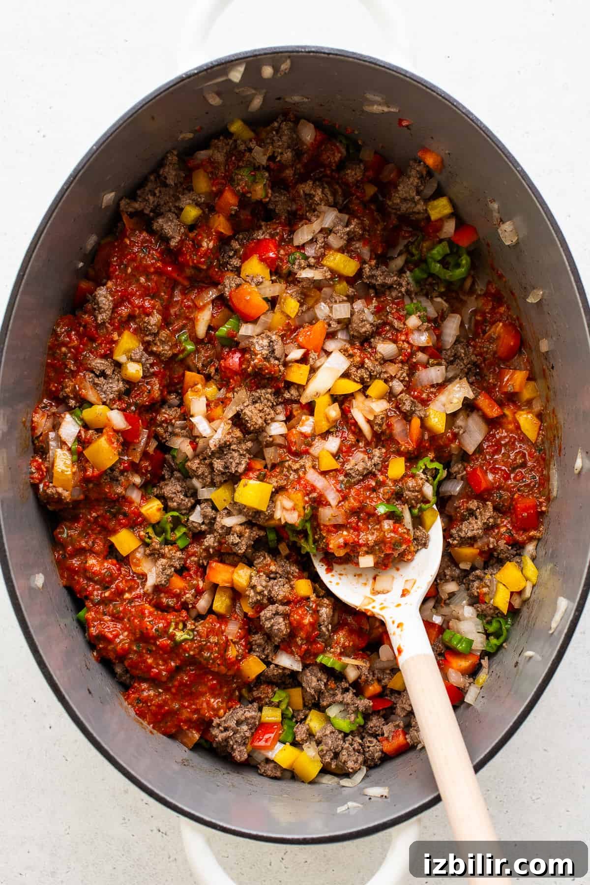 Authentic Texas Chili Recipe with Smoky, Spicy Flavor 5 All the ingredients for the Texas chili in a pot
