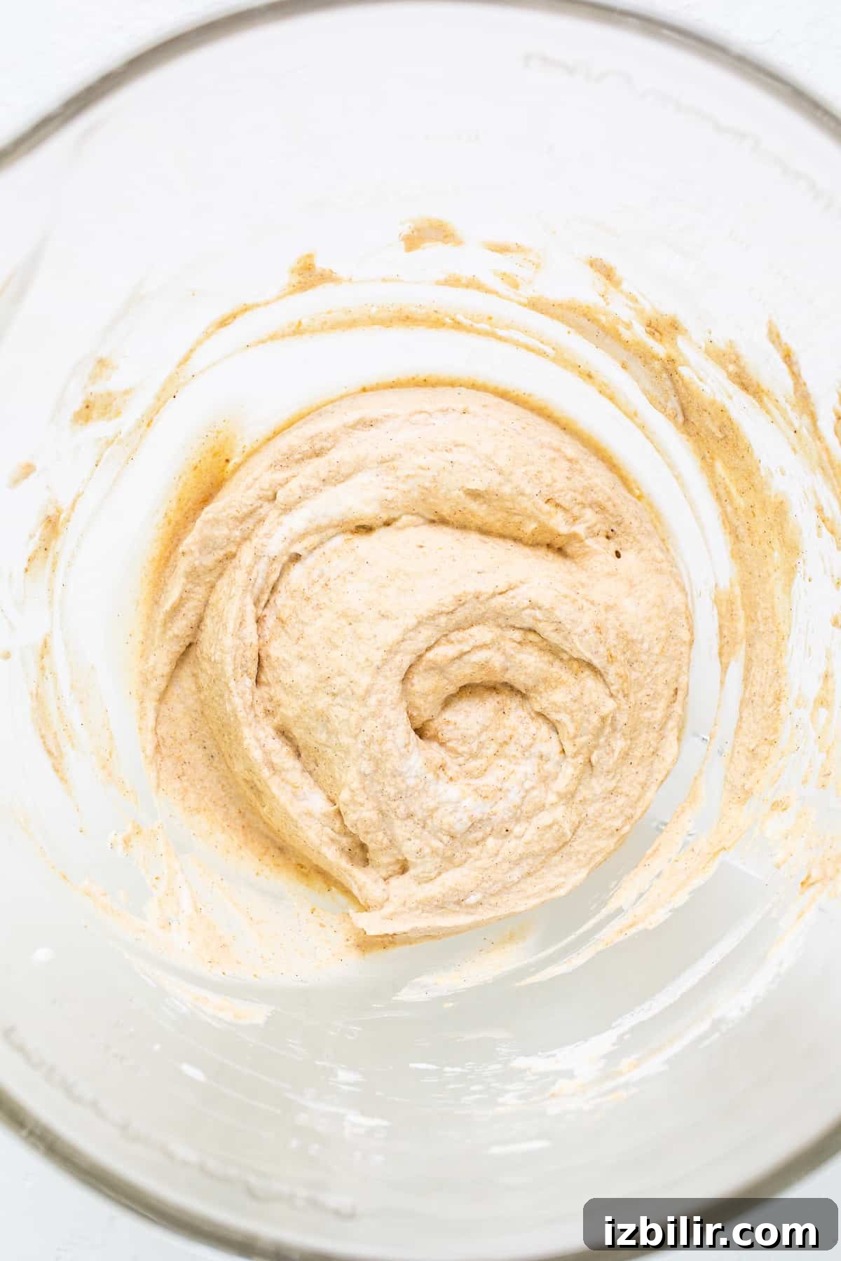 Pumpkin mousse in a bowl.