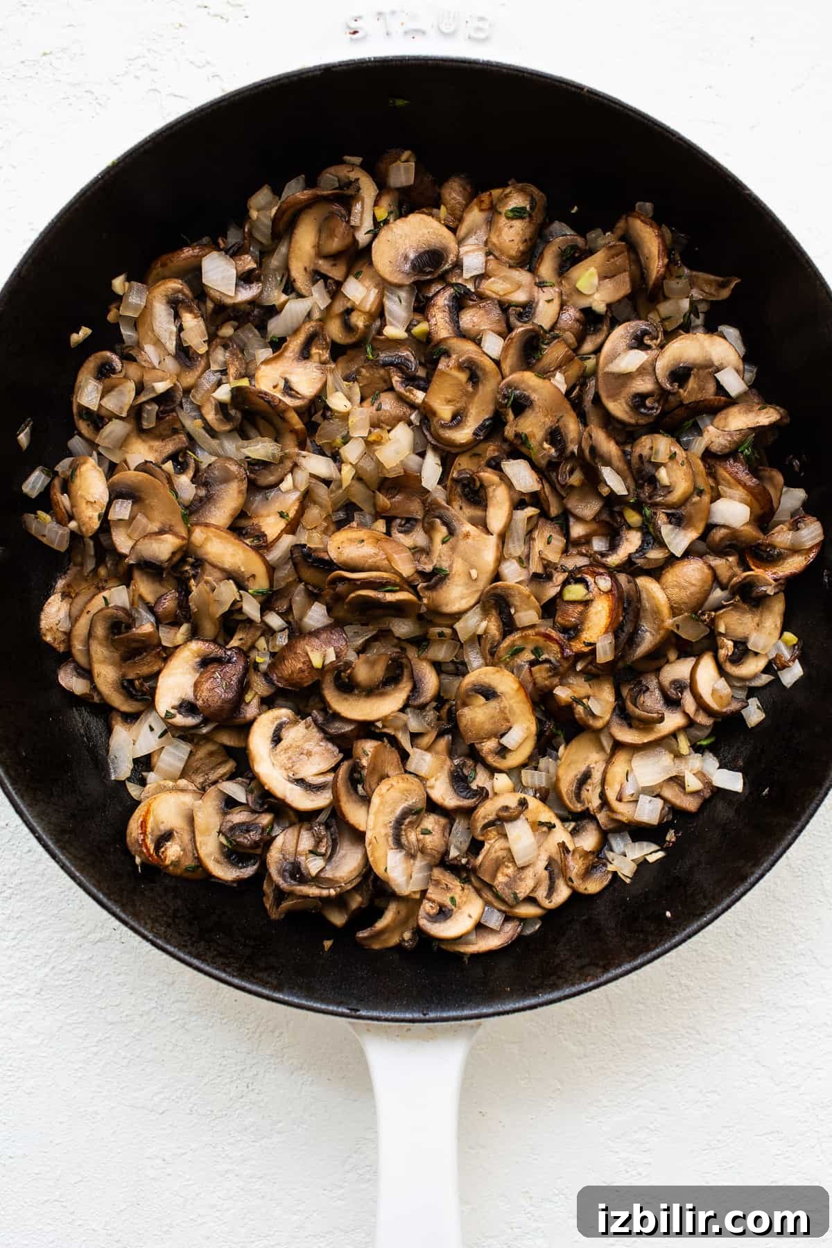 Caramelized mushrooms in skillet