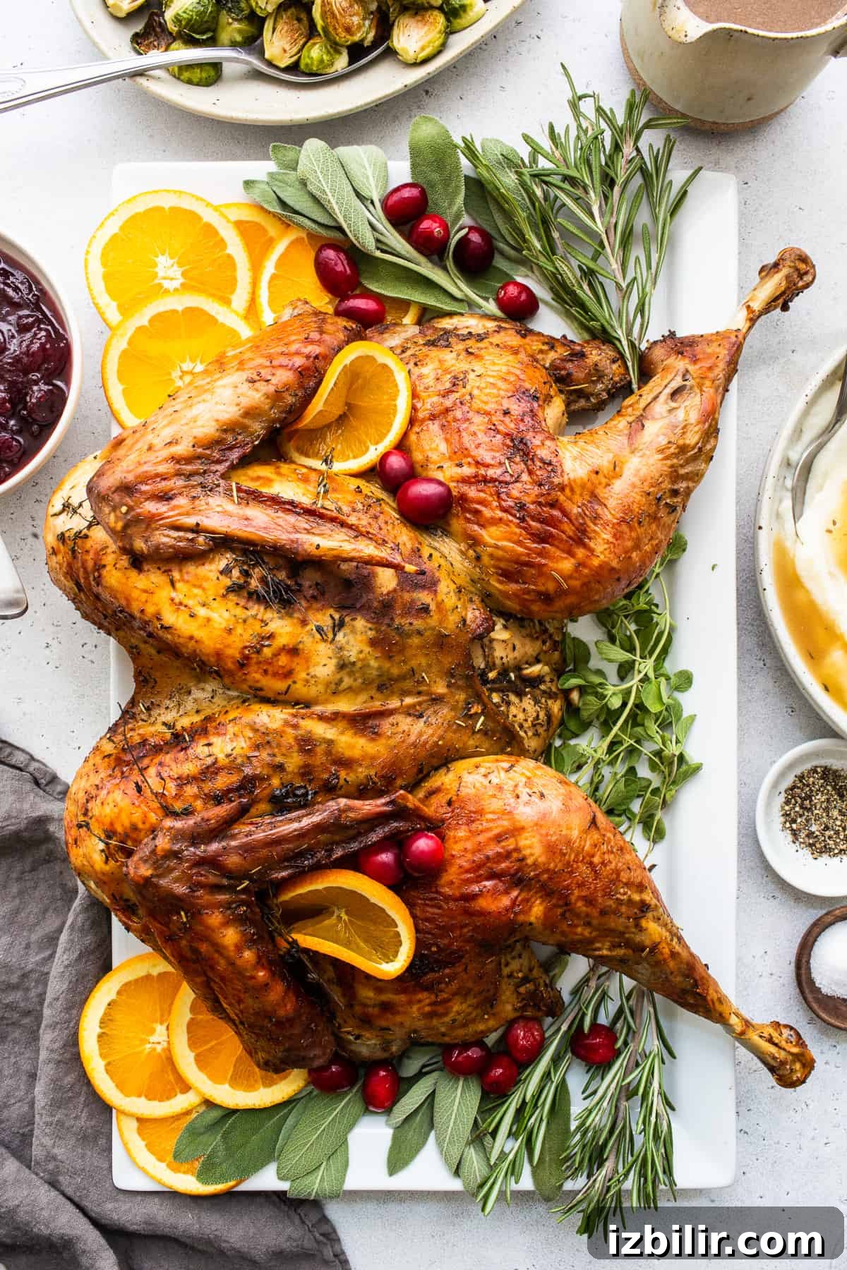 Spatchcock turkey on a plate.