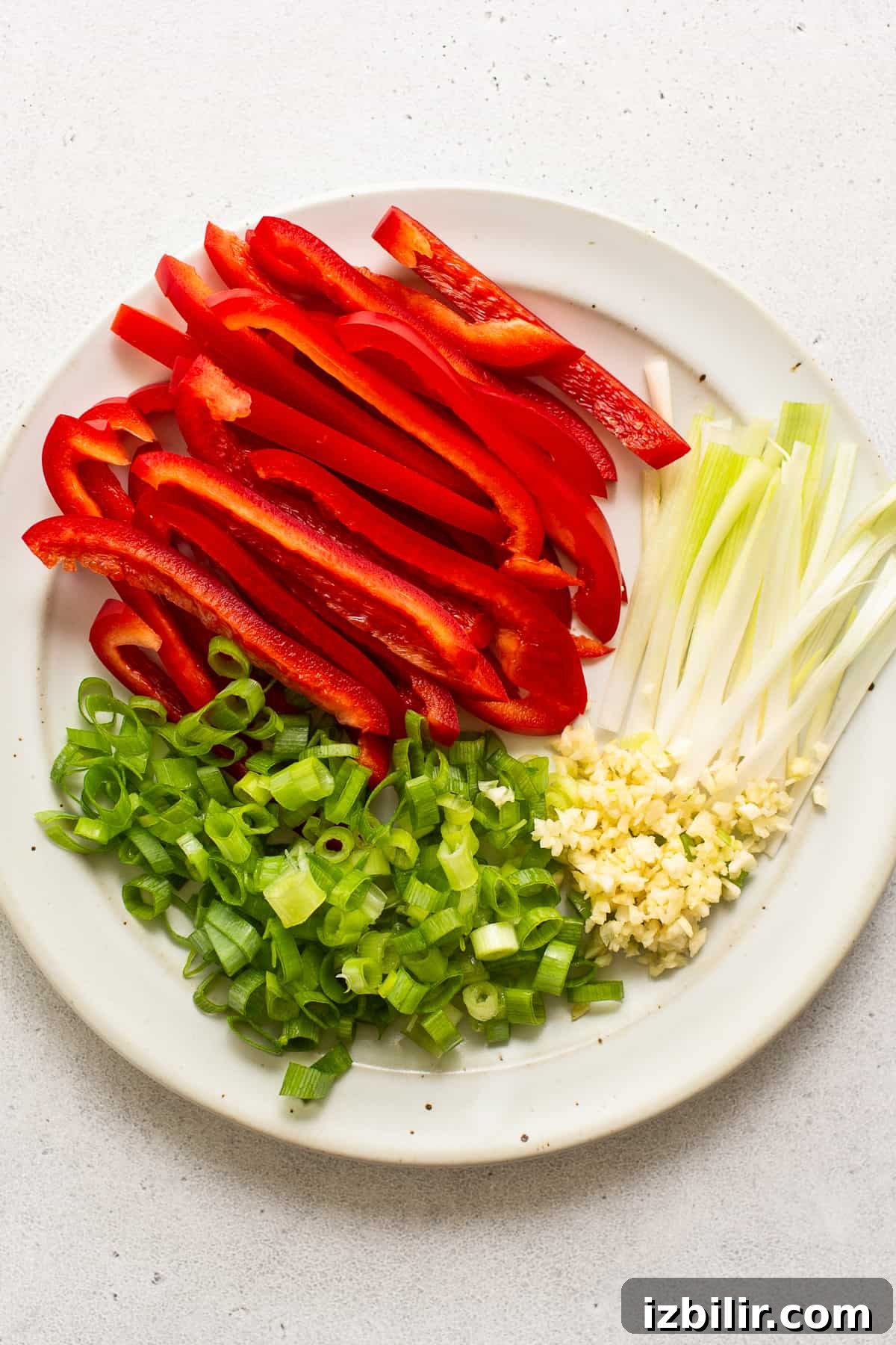 sliced veggies on platter.