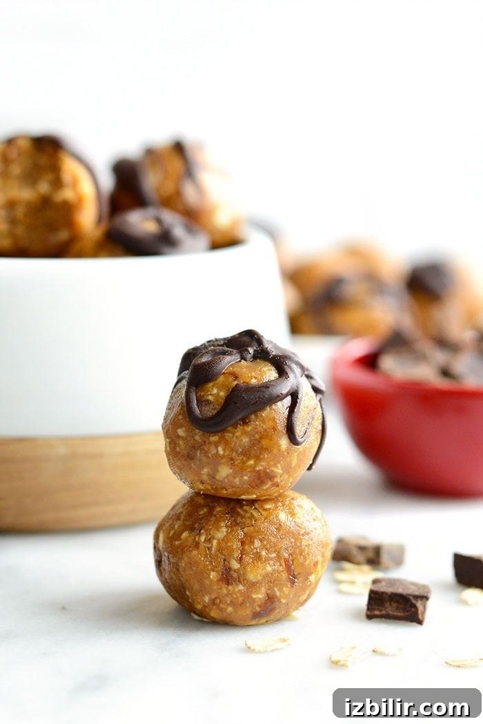 Stacked peanut butter energy balls