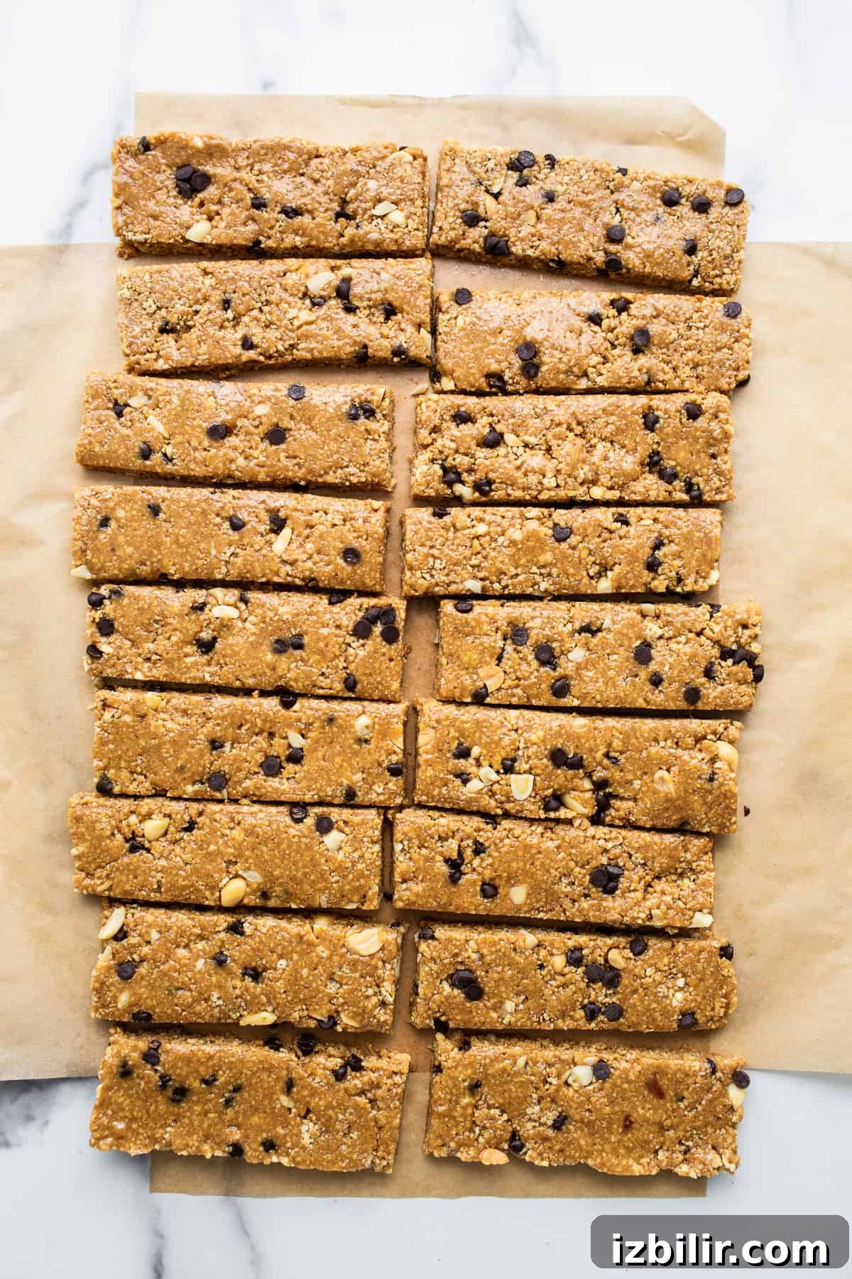 No-bake peanut butter bars cut into portions. No bake peanut butter bars cut into bars.