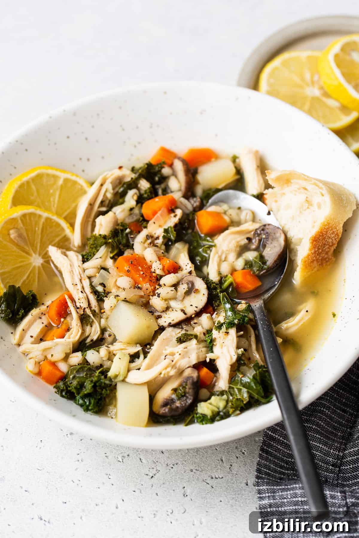 Comforting Homemade Chicken Soup Recipe 6 A bowl of chicken soup.