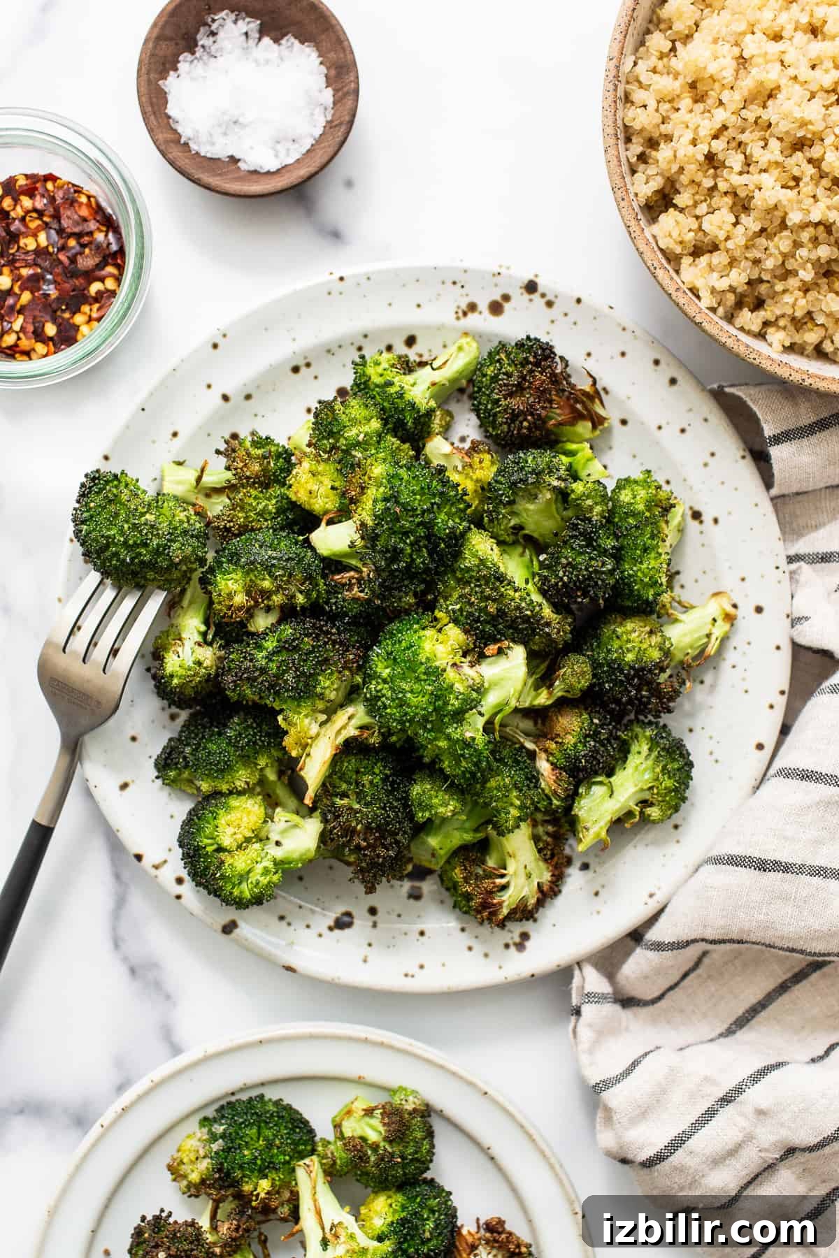 Air fryer broccoli on a plate.
