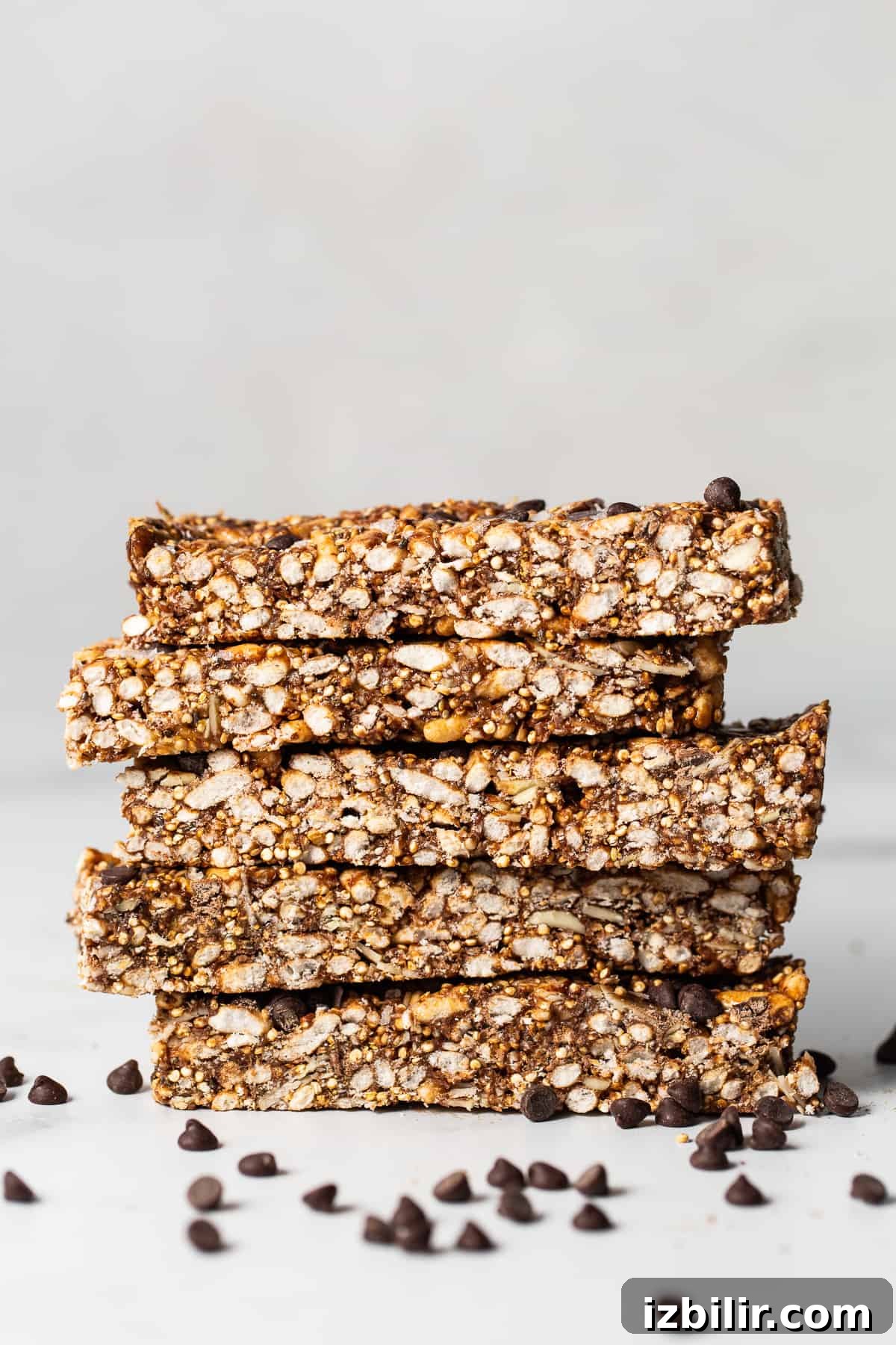 Nut and coconut bars stacked.