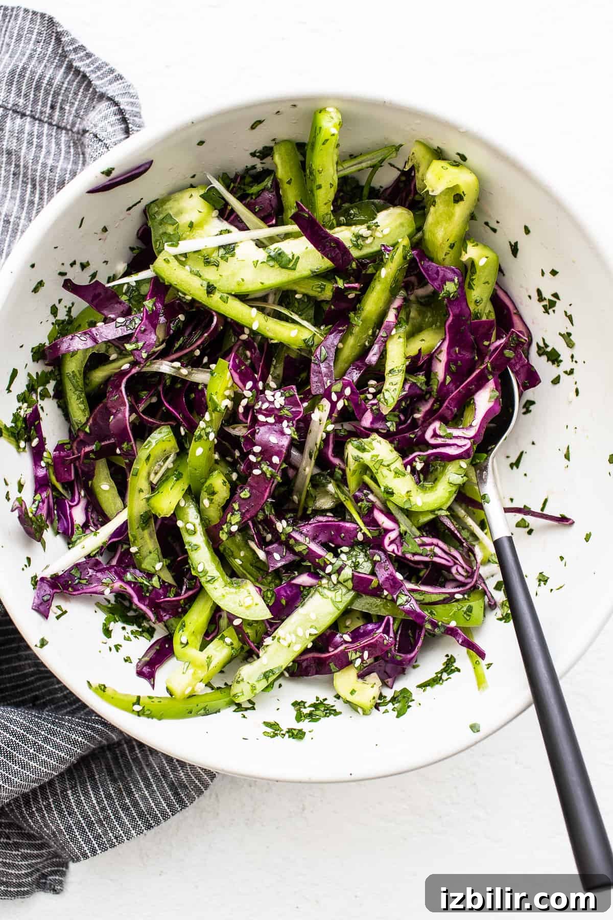 Spicy Gochujang Ground Chicken Bowl Recipe 4 Vegetable slaw in a bowl.