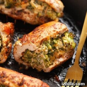 Spicy Gochujang Ground Chicken Bowl Recipe 6 stuffed chicken on cast iron.