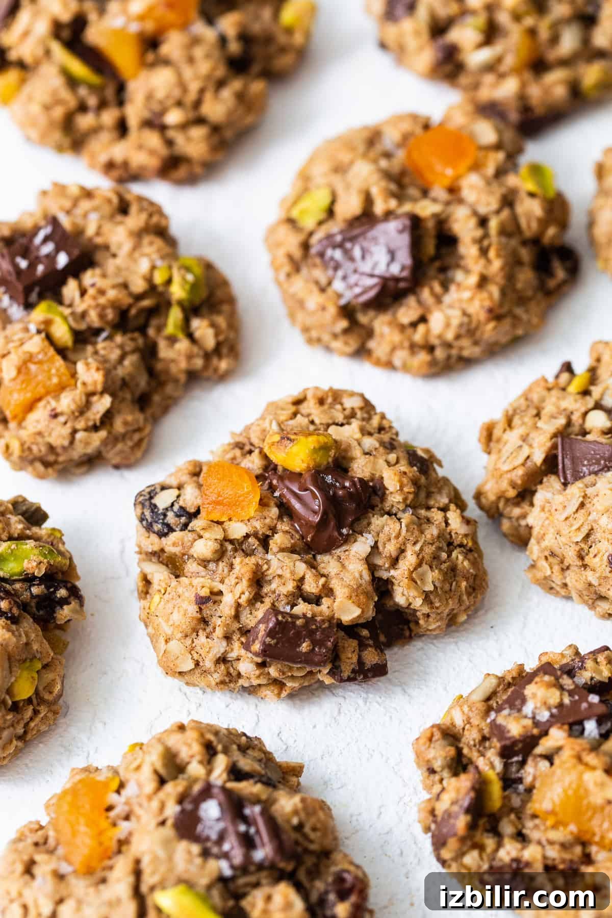 Trail mix cookies on a plate.
