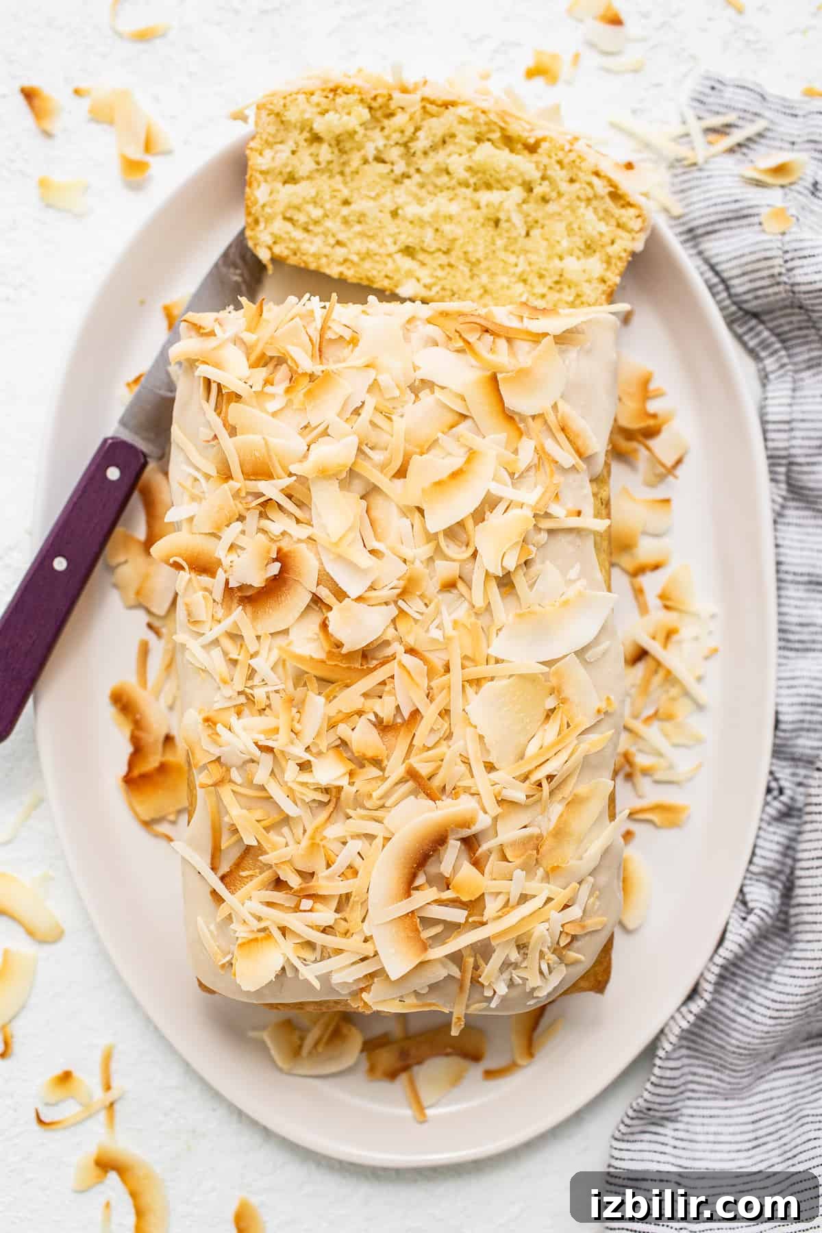 coconut loaf on plate.