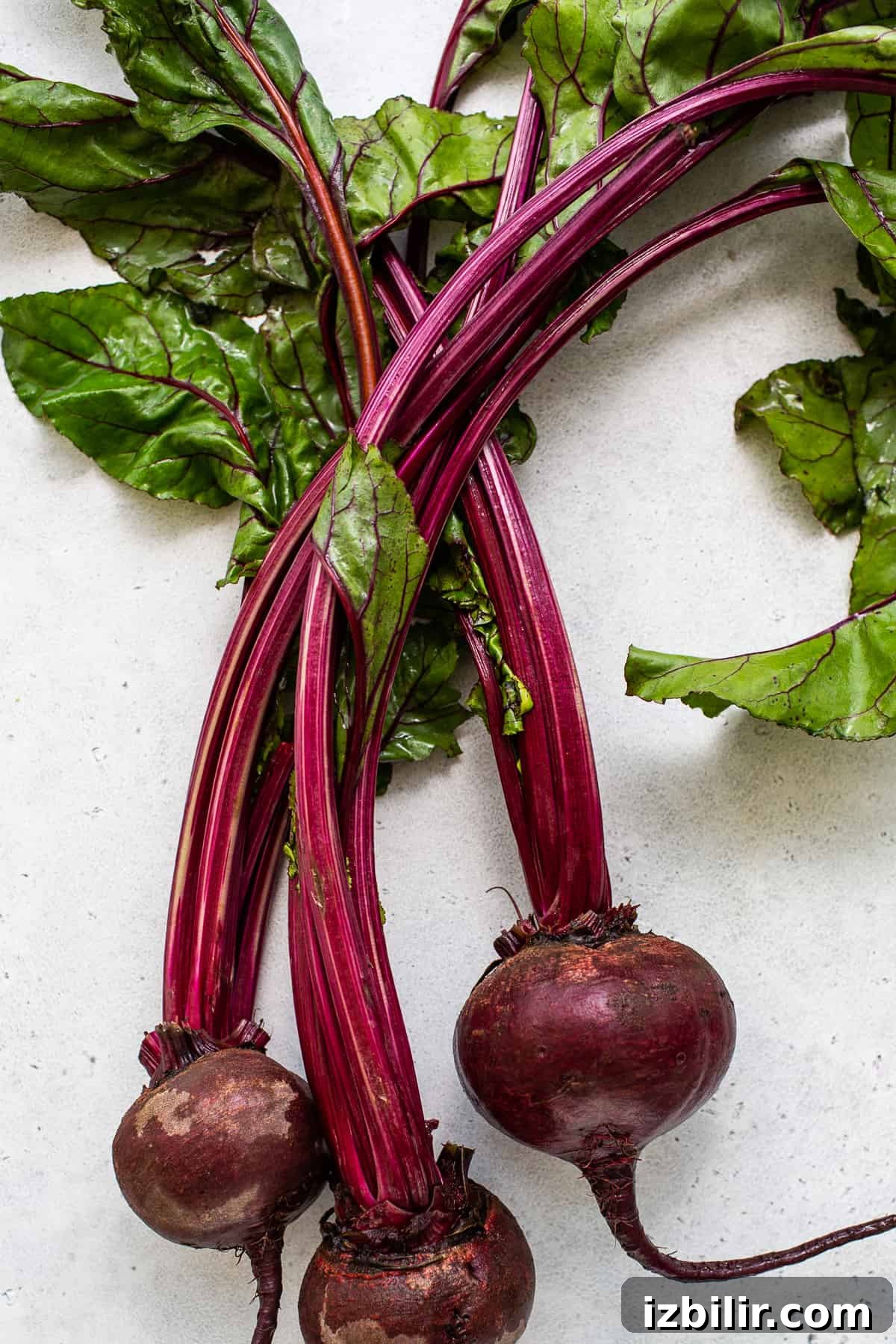 Whole beets on the stem.