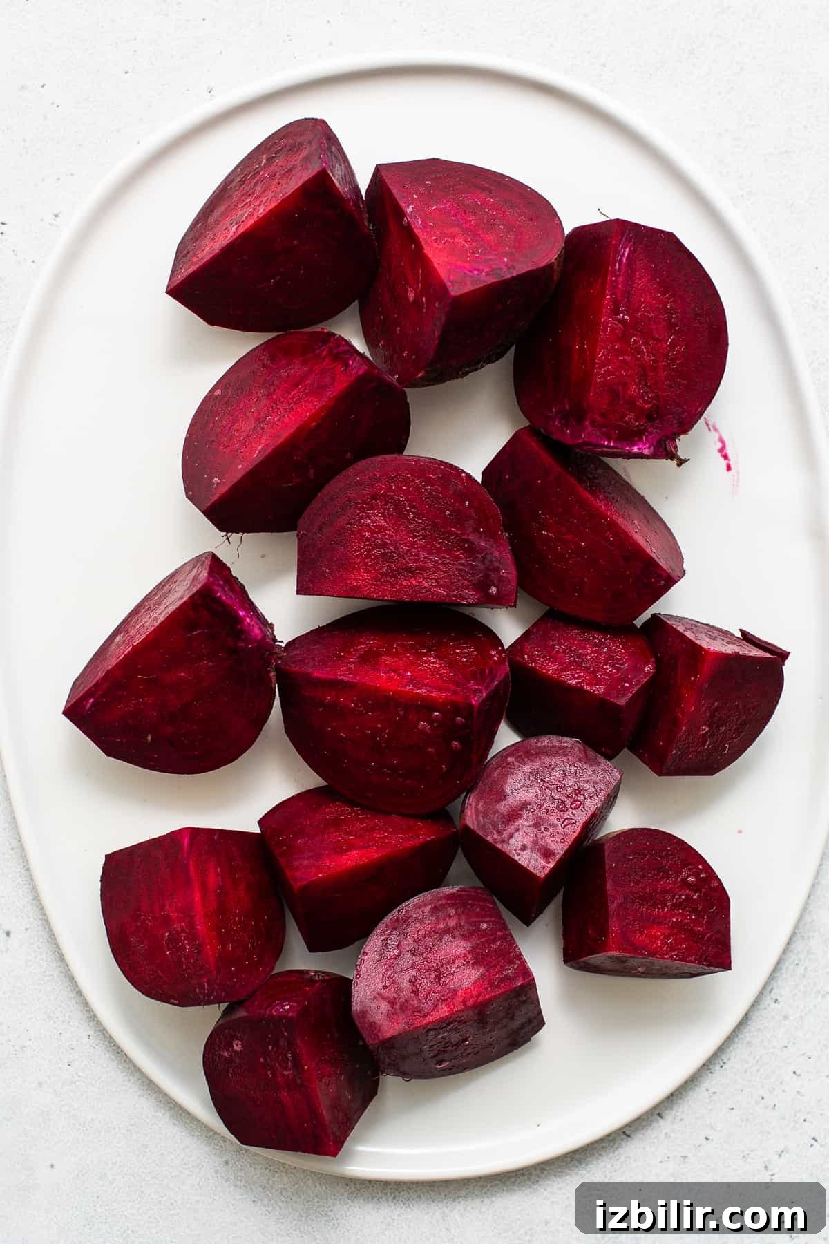 Sliced beets on a plate.