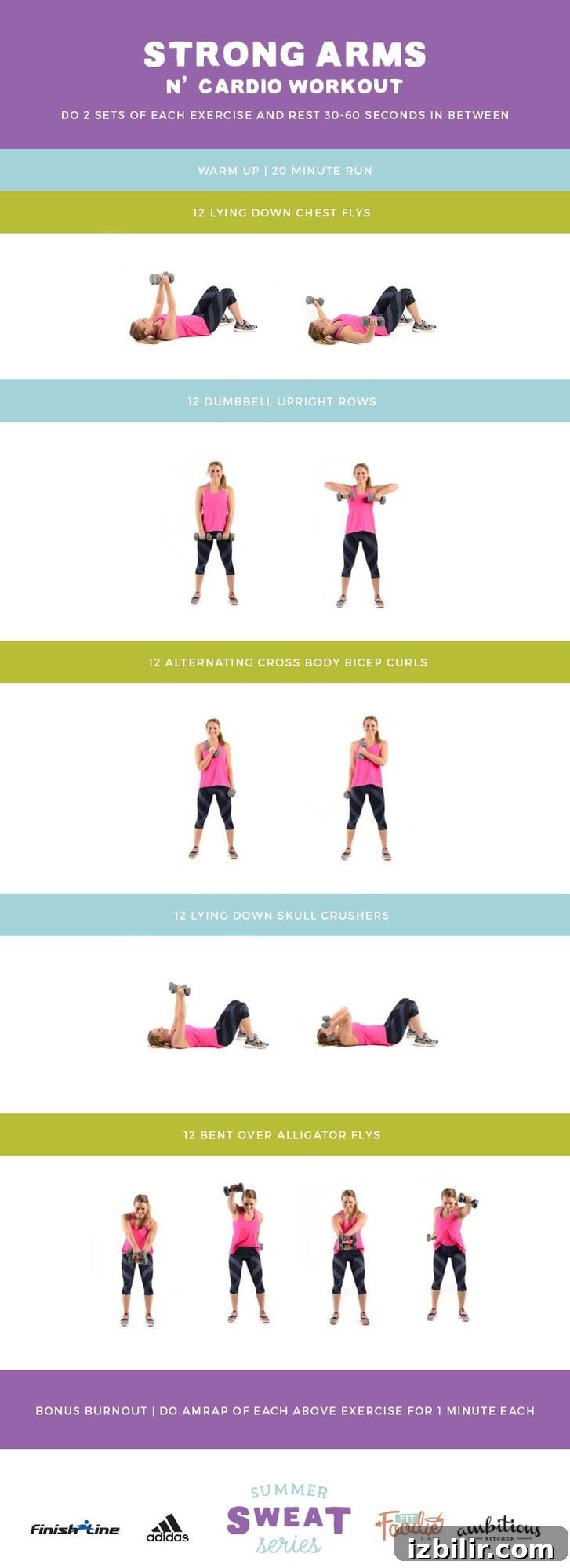 Build Strong Arms with Cardio-Boosting Workout 2 Rock your upper body and amp up your cardio for a strong arms n' cardio workout as part of the 2016 Summer Sweat Series!