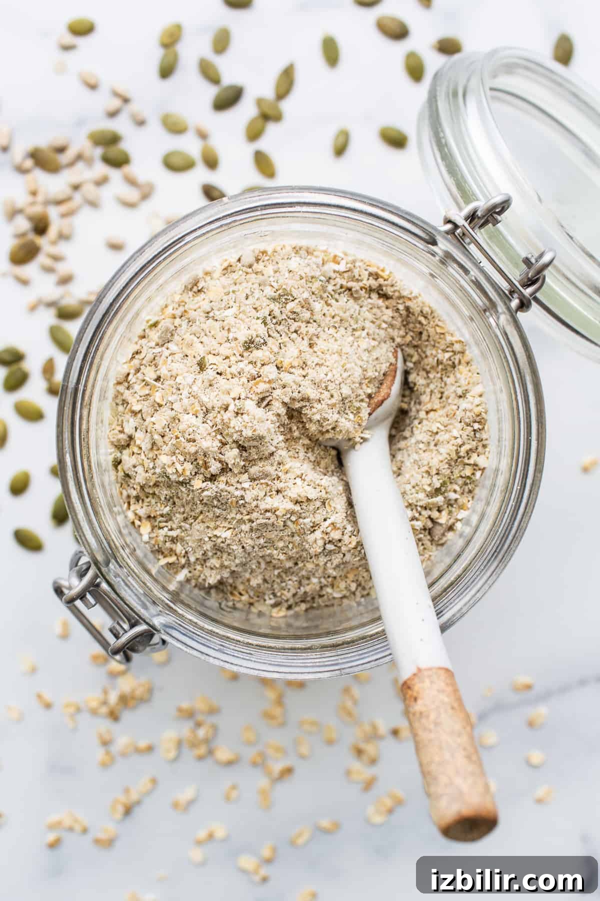 Porridge mix in a jar.