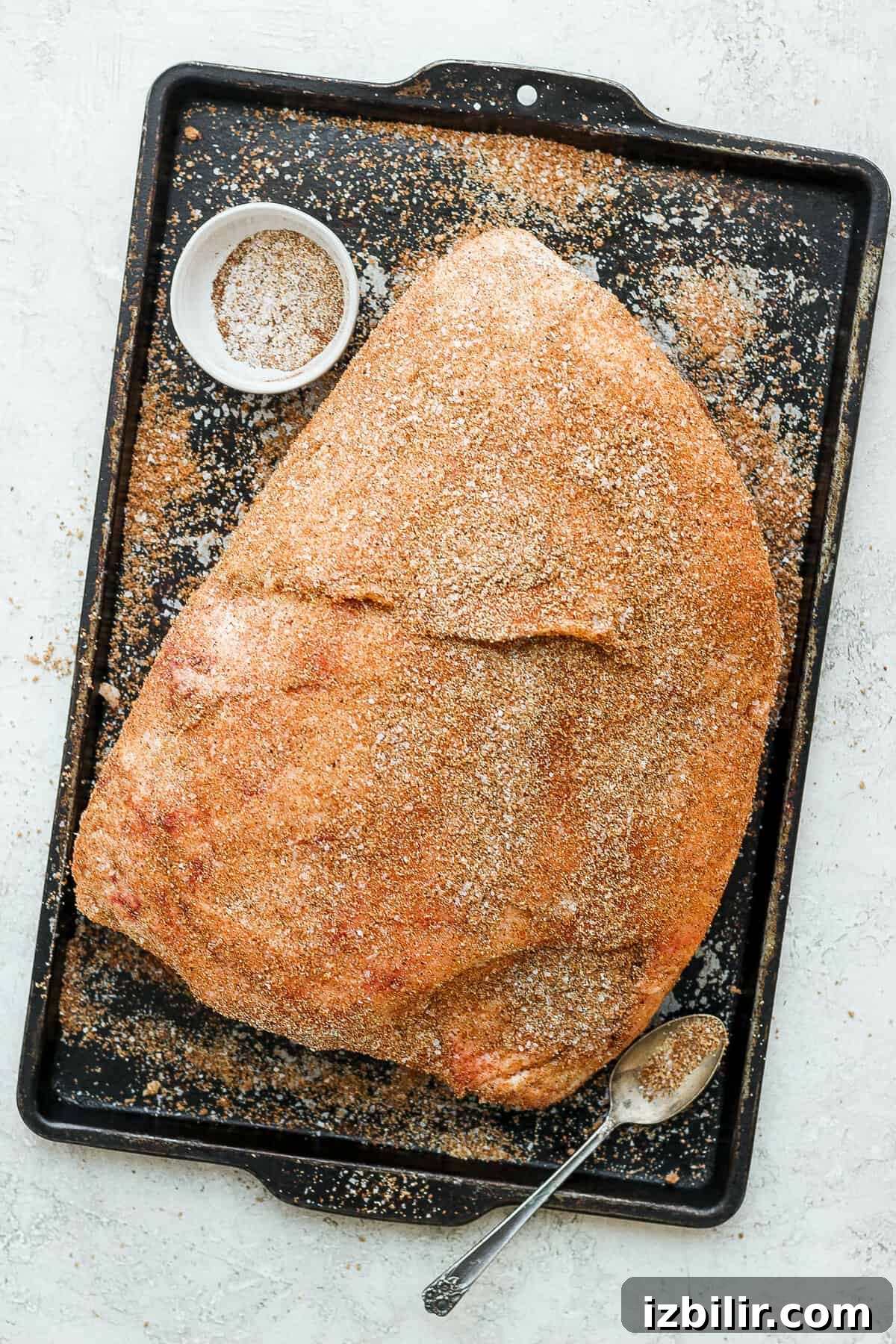 How to Smoke a Juicy Ham 3 Dry rub on ham.