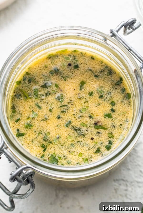 hummus dressing in jar.