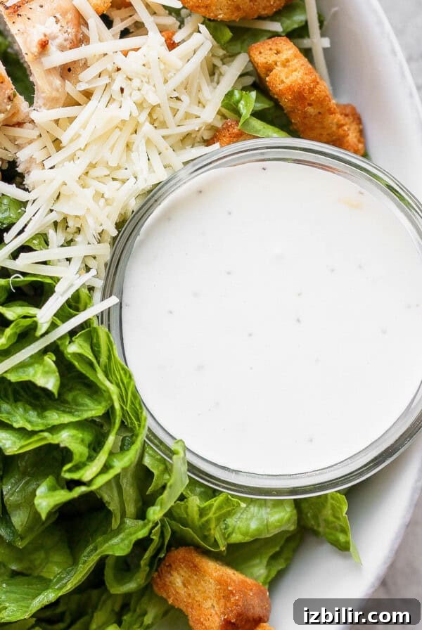 Caesar dressing in a bowl.