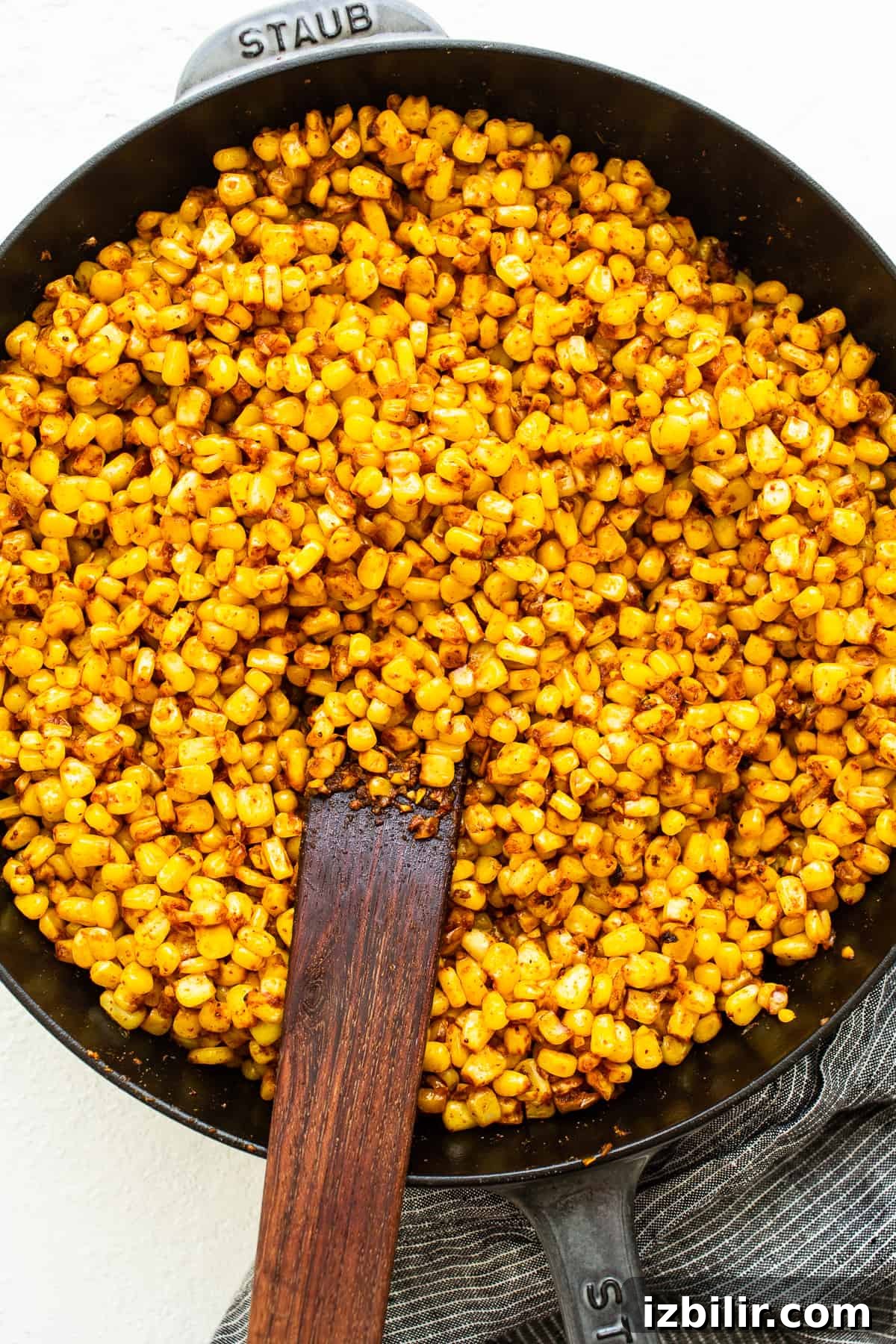 Cooking corn in a cast iron pan