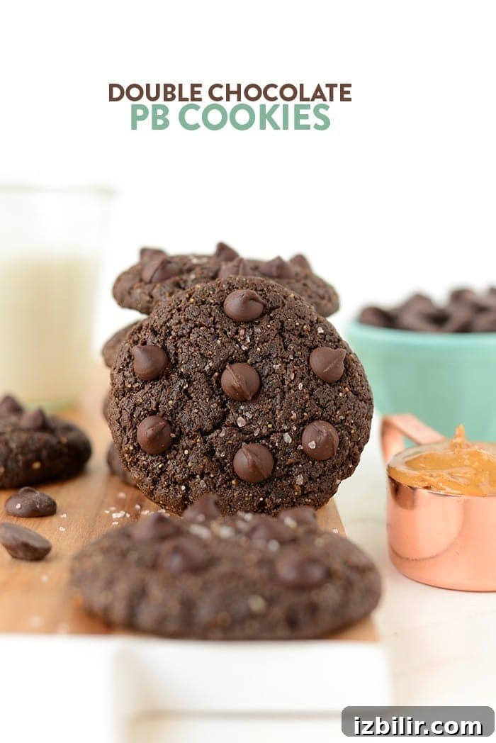 Flourless Chocolate Peanut Butter Cookies Recipe 2 These double chocolate flourless peanut butter cookies are made sans flour, gluten, refined sugar, and butter! They're ooey gooey and taste like a cross between a peanut butter cookie and a brownie!