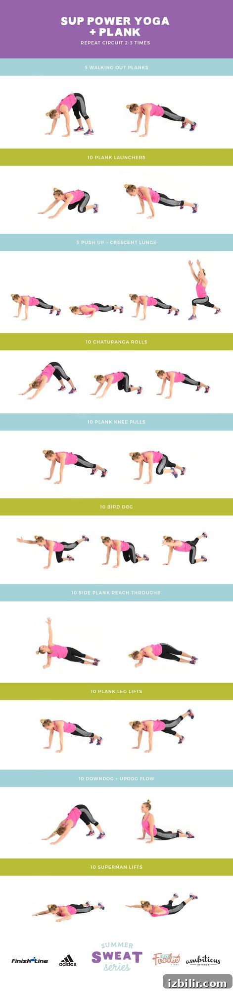 This SUP Power Yoga + Plank workout is a mixture of yoga, stability, and core exercises to give you the ultimate burn.